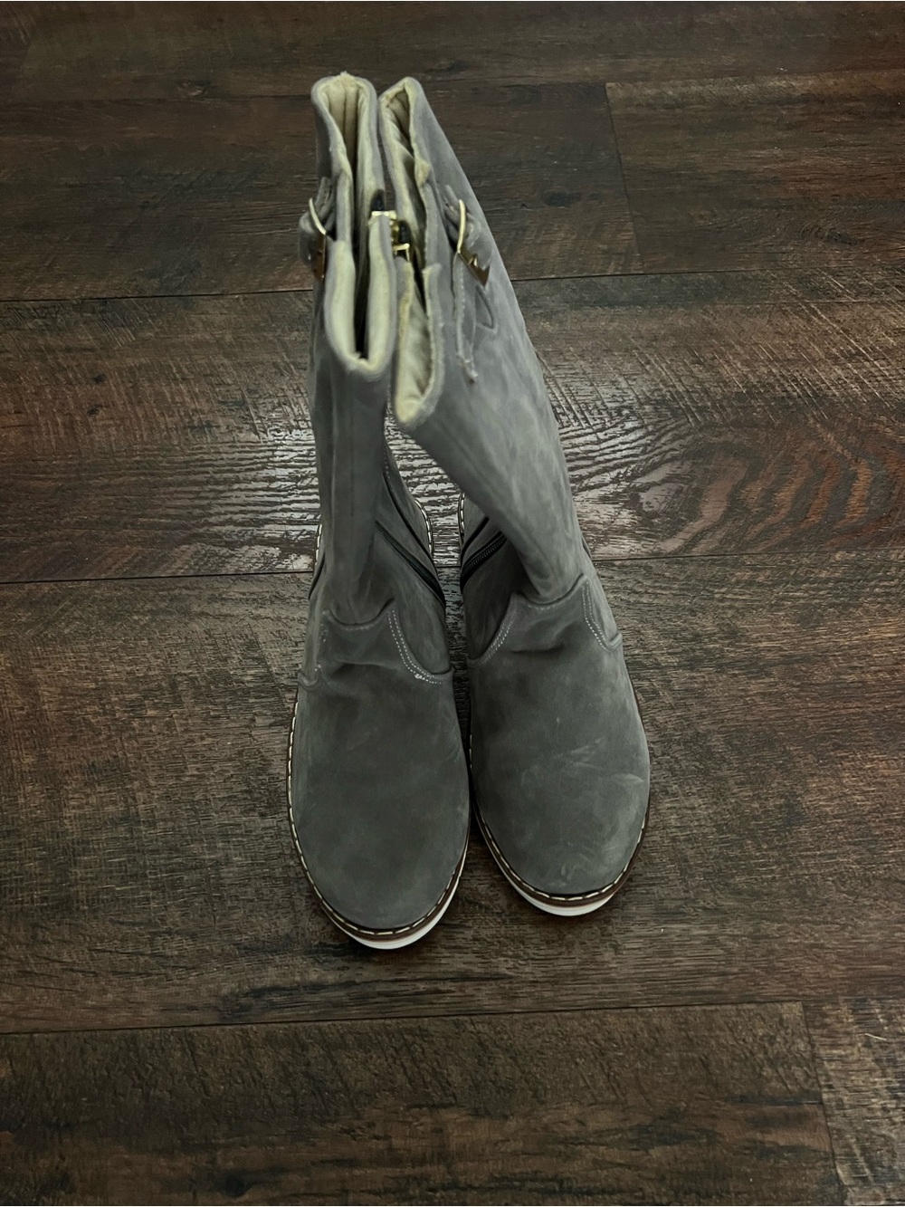 Grey Women's Mid-Calf Suede Boots